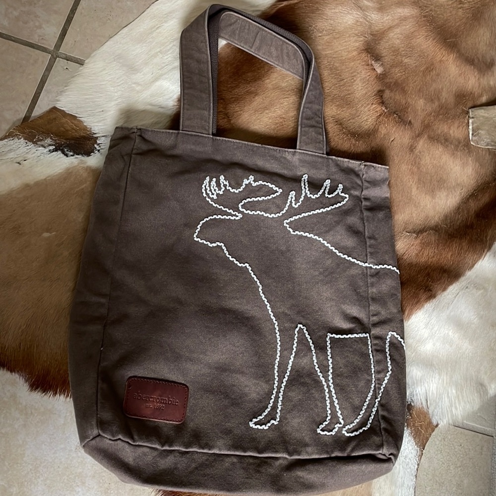 RETIRED Abercrombie Tote in Brown with leather patch